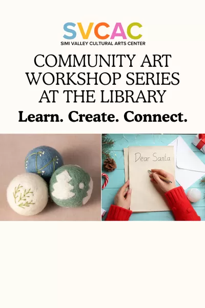 Poster for free workshops at the Simi Valley Public Library on October 29 and December 17